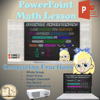 Preview of Comparing Fractions (4.NF.2):  PowerPoint Math Lesson