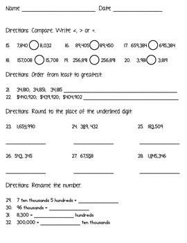 4th grade common core math place value worksheets by