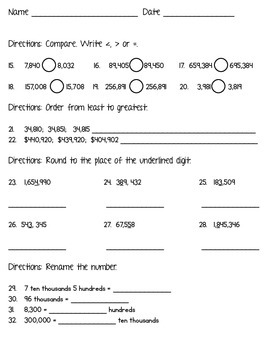 4th grade common core math place value worksheets by christine lynn