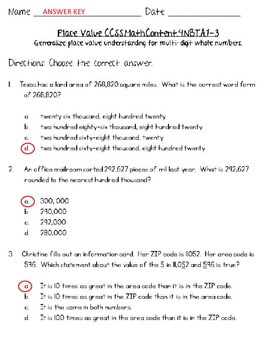 4th grade common core math place value worksheets by christine lynn