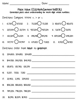 4th Grade Common Core - Math Place Value Worksheets ...