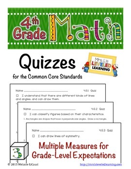 Preview of 4th Grade Common Core Math Quizzes - All Standards