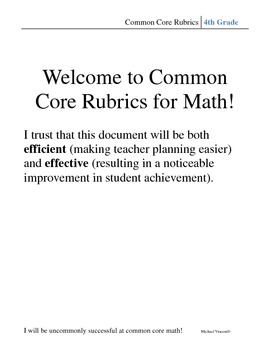 Preview of 4th Grade Common Core Math Rubric