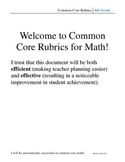 4th Grade Common Core Math Rubric