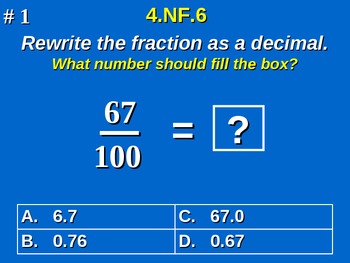 Preview of 4th Grade Common Core Math - Use Decimal Notation for Fractions  4.NF.6