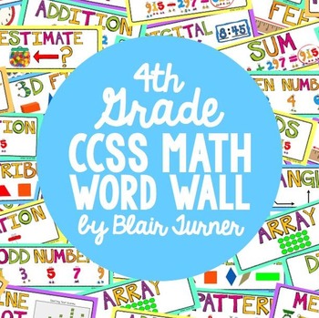 Preview of 4th Grade Common Core Math Vocabulary - WORD WALL