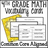 Math Vocabulary Word Cards 4th Grade Common Core