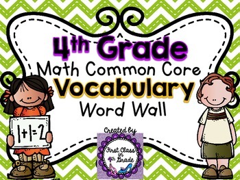 Preview of 4th Grade Common Core Math Vocabulary Word Wall (Chevron)