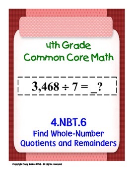 Preview of 4th Grade Math - Whole-Number Quotients and Remainders 4.NBT.6 PDF With Easel