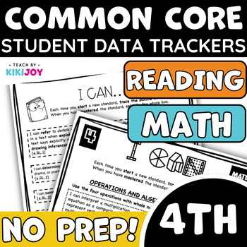 Preview of 4th Grade Common Core Math and Reading Student Data Tracking Sheets