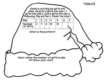 Preview of 4th Grade Common Core Open Ended Christmas Math Assessment Task (Santa)