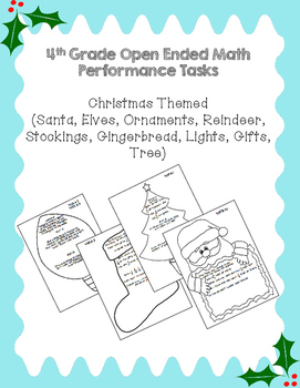 Preview of 4th Grade Common Core Open Ended Christmas Math Assessment Task Bundle