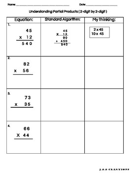 4Th Grade Common Core Practice Sheets: Multi-Digit Multiplication
