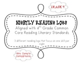 4th Grade Common Core Reading Logs