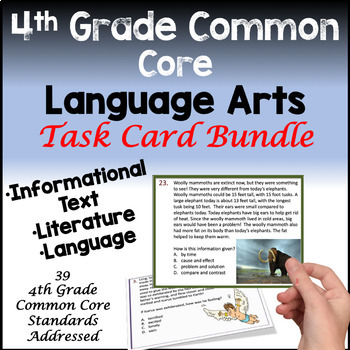 Preview of 4th Grade Common Core Language Arts Task Card Bundle, Print and Digital