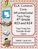 4th Grade Common Core Reading/ELA Test Prep RI3 and RI4