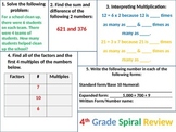 4th Grade MATH Common Core Spiral Review