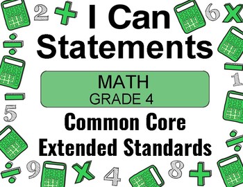 Preview of 4th Grade Common Core Standards I CAN Statements | MATH | Special Education