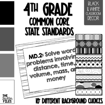 Preview of 4th Grade Common Core State Standards (CCSS) Posters Black & White EDITABLE