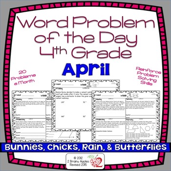 Preview of Word Problems 4th Grade, April, Spiral Review, Distance Learning