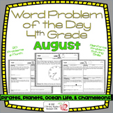 Word Problems 4th Grade, August, Spiral Review, Distance Learning