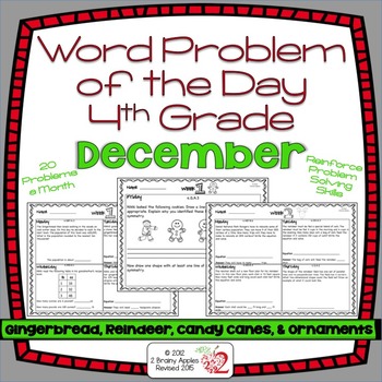 Preview of Word Problems 4th Grade, December, Spiral Review, Distance Learning