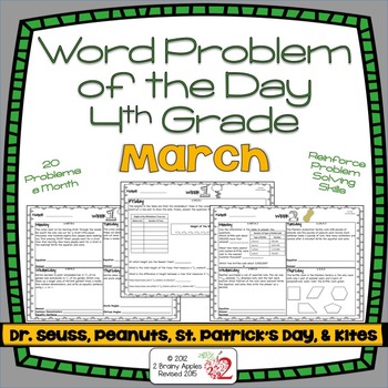 Preview of Word Problems 4th Grade, March, Spiral Review, Distance Learning
