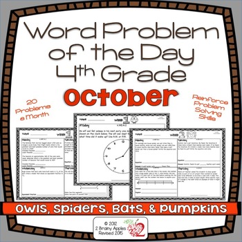 Preview of Word Problems 4th Grade, October, Spiral Review, Distance Learning