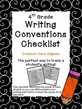 Preview of 4th Grade Common Core Writing Conventions Checklist