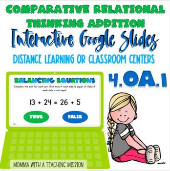 Preview of 4th Grade Comparative Relational Thinking Addition 4.OA.1 Google Classroom
