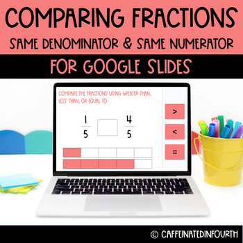 Preview of 4th Grade Comparing Fractions Drag and Drop Practice- Google Slides