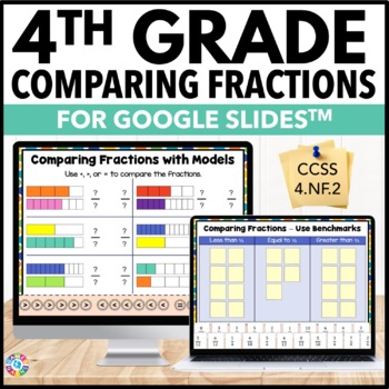 Preview of 4th Grade Comparing Fractions with Unlike Denominators Worksheets Use Benchmarks