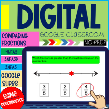 Preview of 4th Grade Comparing Fractions with the Same Denominator, Google Classroom 4.NF.2