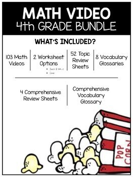 Preview of 4th Grade Year-Long Math Video and Worksheet BUNDLE
