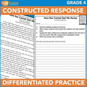 Preview of 4th Grade Constructed Response Practice Differentiated Reading Passages, Prompts