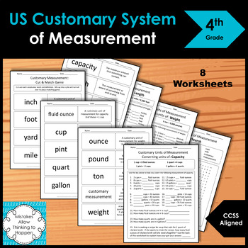 4th Grade Customary System Worksheet Practice Set | TpT