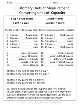 4th Grade Customary System Worksheet Practice Set | TpT