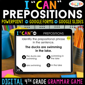 Preview of 4th Grade DIGITAL Grammar Game | Prepositions & Prepositional Phrases