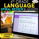 4th Grade DIGITAL Language (Grammar) Spiral Review & Quizz