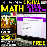 4th Grade DIGITAL Math Spiral Review | Google Forms | FREE