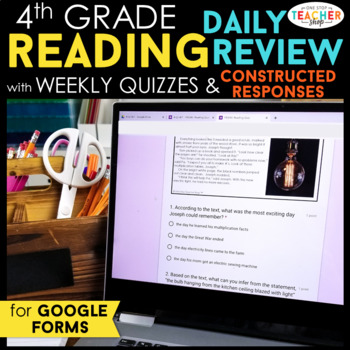 Preview of 4th Grade DIGITAL Reading Review | Daily Reading Comprehension Practice