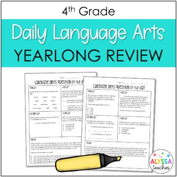 Preview of 4th Grade Daily Language Arts Spiral Review | English SOLs