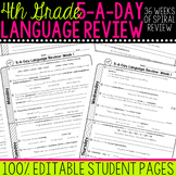 4th Grade Daily Language Spiral Review Morning Work [Editable] | Back to School