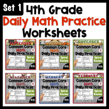Preview of 4th Grade Daily Math Practice Worksheets - Set 1