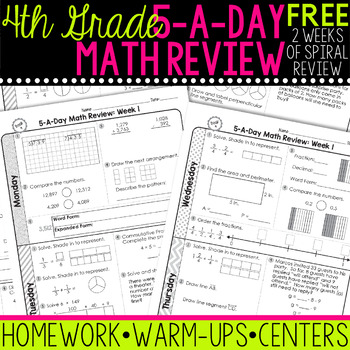 Preview of 4th Grade Daily Math Spiral Review - 2 Weeks Free