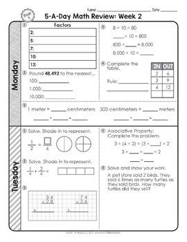 4th grade daily math spiral review morning work editable