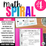 4th Grade Math Spiral Review Daily Warm Ups for Math Skill