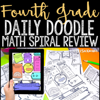 Preview of 4th Grade Daily Math Spiral Review Doodle Journal 