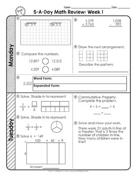 4th grade daily math spiral review morning work editable by teacher thrive