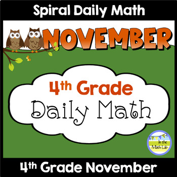 Preview of 4th Grade Daily Math Spiral Review NOVEMBER Morning Work or Warm ups